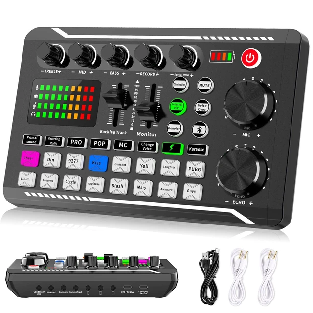 Alt view image 8 of 14 - F998 Live Sound Card Audio Mixer, Podcast Audio Interface with DJ Mixer Effects, Voice Changer with Sound Effects for PS4 PS5 Karaoke Tiktok YouTube Live Streaming Record Gaming
