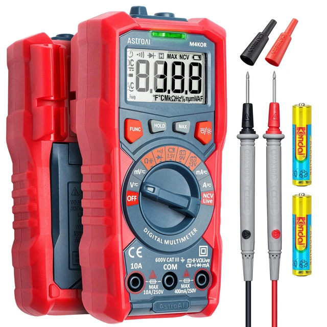 Alt view image 8 of 14 - Multimeter Tester, TRMS 4000 Counts Volt Meter Auto-Ranging Ohmmeter Digital 1.5v/9v/12v Battery Voltage Tester Measure Voltage Current Resistance Diodes Continuity Capacitance with NCV