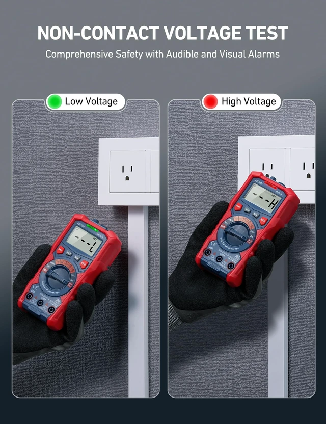 Alt view image 11 of 14 - Multimeter Tester, TRMS 4000 Counts Volt Meter Auto-Ranging Ohmmeter Digital 1.5v/9v/12v Battery Voltage Tester Measure Voltage Current Resistance Diodes Continuity Capacitance with NCV
