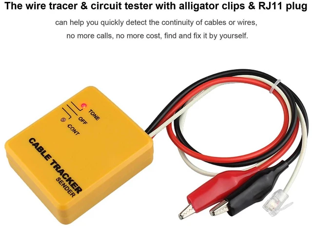 Alt view image 8 of 12 - Electrical Wire Tracer Circuit Tester w/Tone Generator & Probe Kit, Cable Signal Locator Tester, Test Circuit Continuity, Network Telephone Line, Automotive Circuit Identify Tools w/Clips & RJ11 Plug