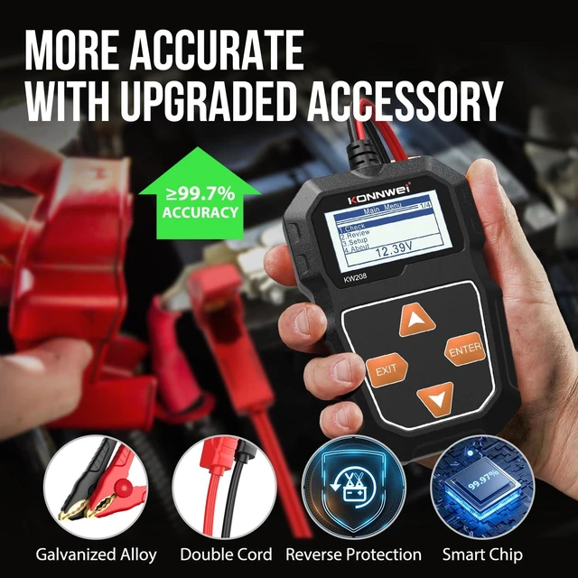Alt view image 10 of 14 - KW208 12V Car Battery Tester, Battery Load Tester Automotive 12V Alternator Starter Tester Digital Auto Battery Analyzer Charging Cranking System Tester for Car Truck Marine Motorcycle Boat