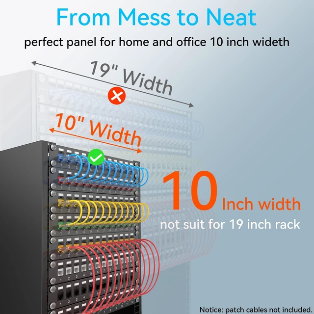 Alt view image 9 of 12 - Mini Patch Panel 12 Port Cat6 with Coupler Keystone, Cat6 Network Panel 10G No Punch Down, Time-Saver Ethernet 1U Rj45 Panel, Rackmount 10 Inch Coupler Patch Panel