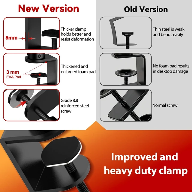 Alt view image 12 of 14 - Pair of Desktop Speaker Stands Clamp-on Studio Monitor Stands Height Adjustable 9"-14" Desk Mount Speaker Riser Speaker Stands Home Audio