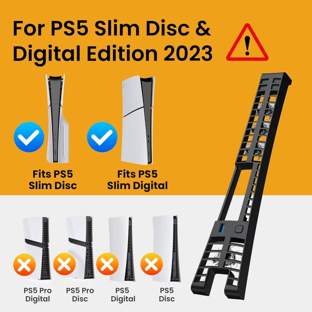 Alt view image 9 of 14 - Cooling Fan for PS5 Slim, 4-Fan Cooler with Auto Speed USB3.0
