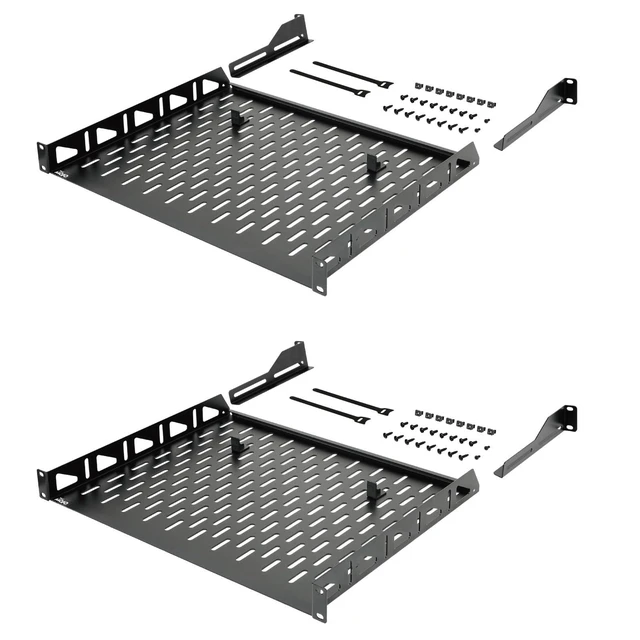 Alt view image 8 of 14 - 1U Rack Shelf,19 inch Rack Shelf 14 inch Depth,Rack Mount Shelf with Anti-Slip Stops,Server Rack Shelf and Network Shelf for 19in Equipments, 110lbs Capacity of Vented 1U Shelf,No Lip(2 Pack)