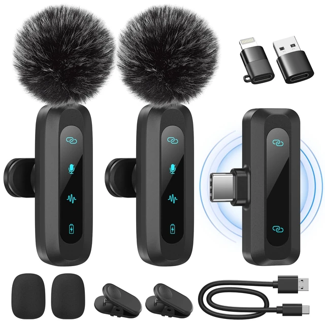 Alt view image 8 of 14 - Mini Microphone for iPhone Android Phone - Wireless Lavalier Microphone Plug-Play Mic with Noise Reduction, Auto Pairing, Mute & Reverb for Vlogging,Video Recording,TikTok,YouTube