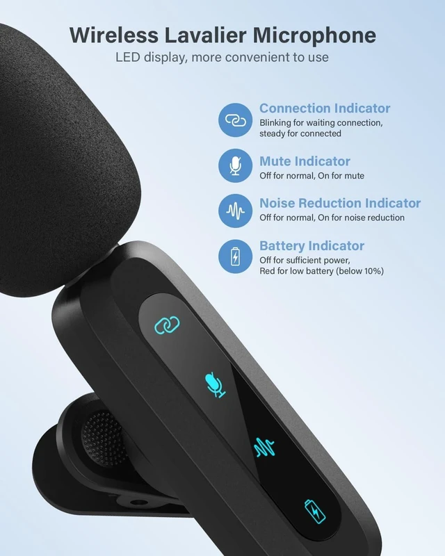 Alt view image 11 of 14 - Mini Microphone for iPhone Android Phone - Wireless Lavalier Microphone Plug-Play Mic with Noise Reduction, Auto Pairing, Mute & Reverb for Vlogging,Video Recording,TikTok,YouTube