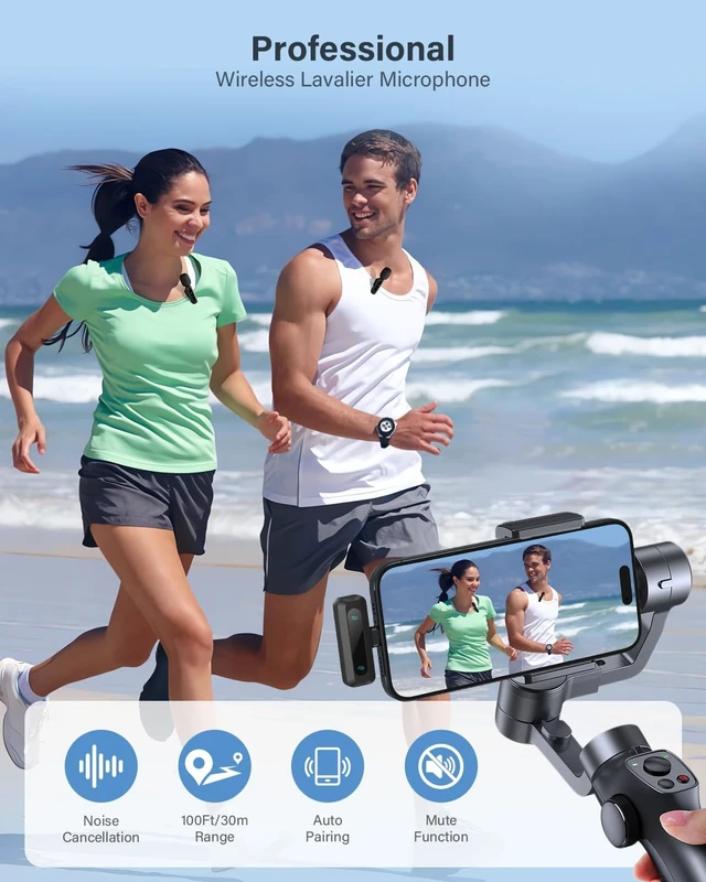 Alt view image 9 of 14 - Mini Microphone for iPhone Android Phone - Wireless Lavalier Microphone Plug-Play Mic with Noise Reduction, Auto Pairing, Mute & Reverb for Vlogging,Video Recording,TikTok,YouTube