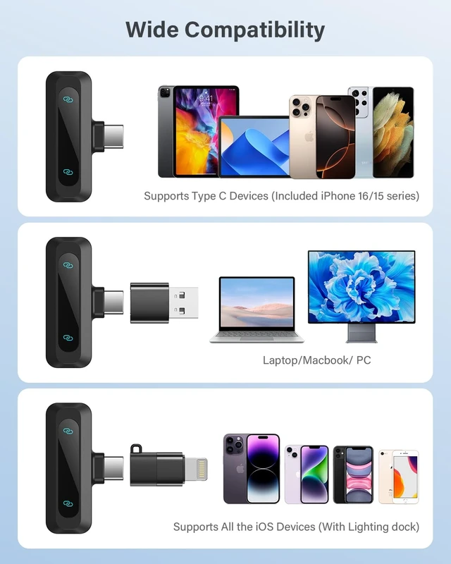 Alt view image 14 of 14 - Mini Microphone for iPhone Android Phone - Wireless Lavalier Microphone Plug-Play Mic with Noise Reduction, Auto Pairing, Mute & Reverb for Vlogging,Video Recording,TikTok,YouTube