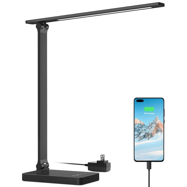 Alt view image 8 of 14 - LED Desk Lamp with USB Charging Port,650LM Dimmable Home Office Touch Control Reading Table Lamp,5 Color Modes with 5 Brightness,College Dorm Room Essentials, Eye Caring, Sewing, Crafting, Black
