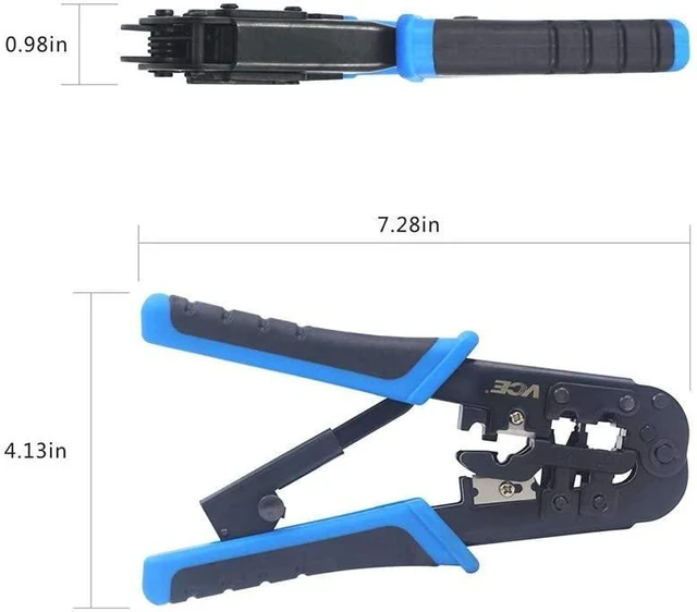 Alt view image 13 of 14 - RJ45 RJ11/RJ12 RJ22 Ethernet Crimp Tool Crimper Cutter Stripper All-in-one Multi-Tool for Network Telephone Cat3 Cat5 Cat5e Cat6 Cat6A Modular Connector Plug Cables