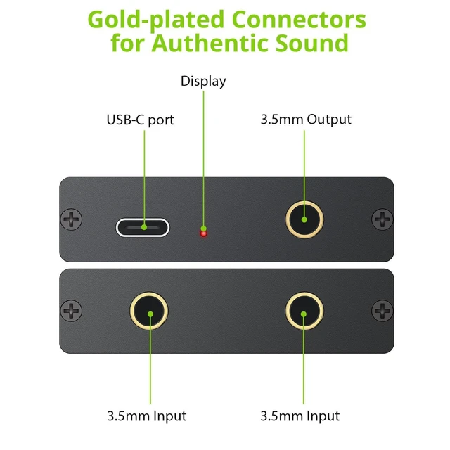 Alt view image 10 of 14 - 3.5mm Audio Mixer, 2-Channel Active Stereo Audio Mixer with Gold-Plated Connectors, Dual Input to Single Output, USB-C Powered, Plug & Play for PC, Phone, Tablet, MP3, Echo Dot