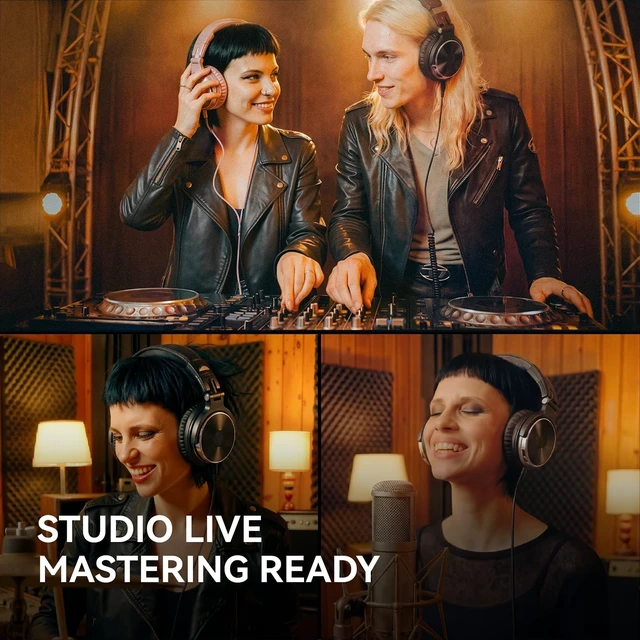 Alt view image 13 of 14 - Wired Over Ear Headphones Hi-Res Studio Monitor & Mixing DJ Stereo Headsets with 50mm Drivers and 1/4 to 3.5mm Jack for AMP Computer Recording Podcast Keyboard Guitar Laptop - Black