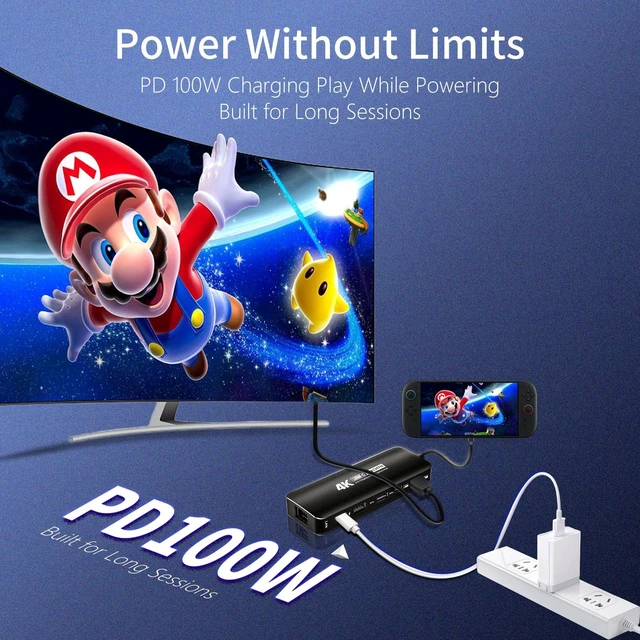 Alt view image 12 of 14 - USB-C Capture Card Dock for Switch 2 & Steam Deck, 4K60 HDMI Display & USBC Video Capture for OBS, PD100W Charging, Ethernet, USB 3.0 Hub for Gaming Handhelds & Live Broadcast (Black)