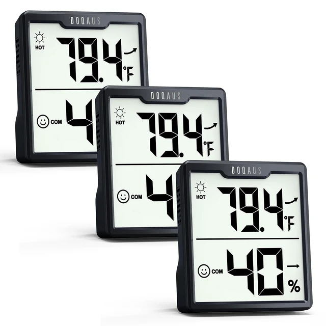 Alt view image 8 of 14 - 3 Pieces Digital Hygrometer Indoor Thermometer Humidity Meter with Accurate Temperature and Humidity Monitor for House, Baby Room, Greenhouse, Incubator - Battery Included
