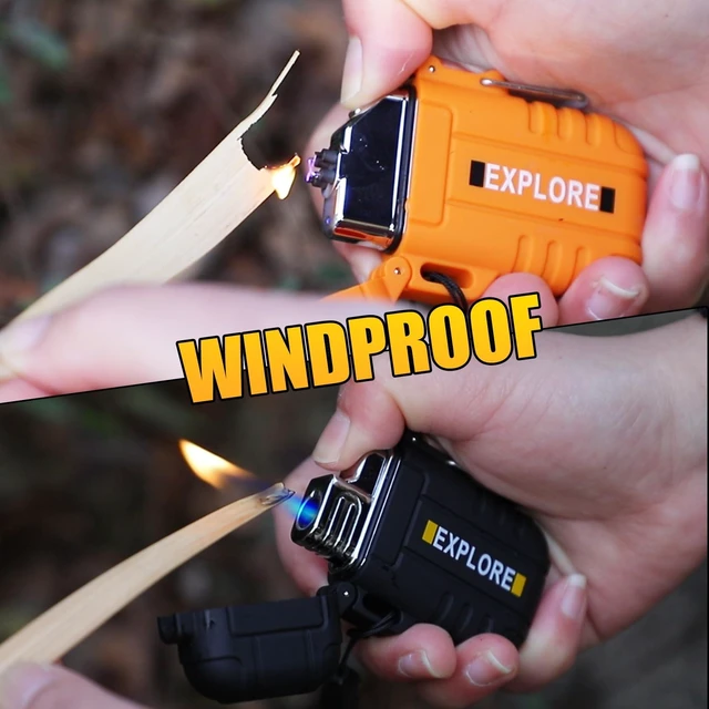 Alt view image 12 of 14 - Electric Plasma Lighter, Torch Lighter, 2 Pack Outdoor Waterproof Matches | A Rechargeable Dual Arc lighter + A Refillable Butane Lighter, Camping Hiking Hunting Gadgets,Survival Gear Gifts for Men