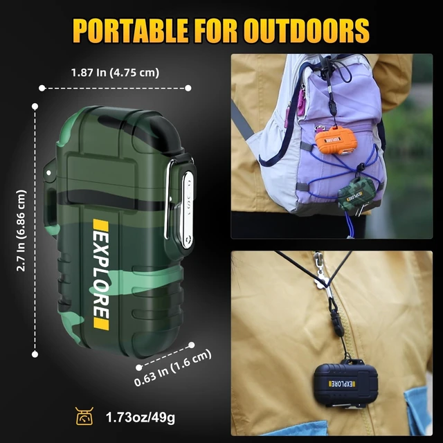 Alt view image 14 of 14 - Electric Plasma Lighter, Torch Lighter, 2 Pack Outdoor Waterproof Matches | A Rechargeable Dual Arc lighter + A Refillable Butane Lighter, Camping Hiking Hunting Gadgets,Survival Gear Gifts for Men