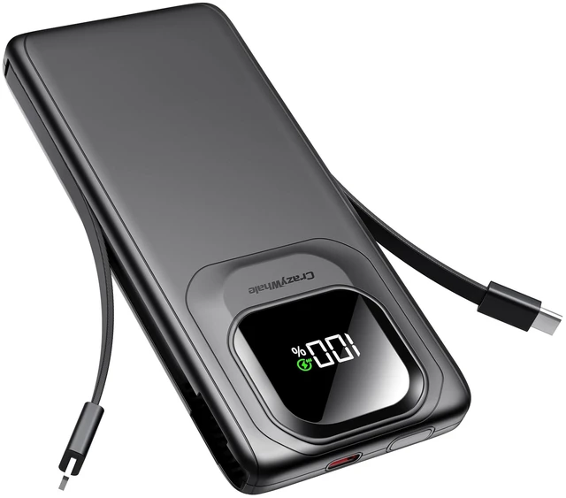 Alt view image 8 of 14 - Portable Charger with Built-in Cables,22.5W Super Fast Charging Power Bank Slim Phone Charger,10000mAh Travel Battery Pack Battery Bank with Smart LED Display for iPhone, Android & USB-C