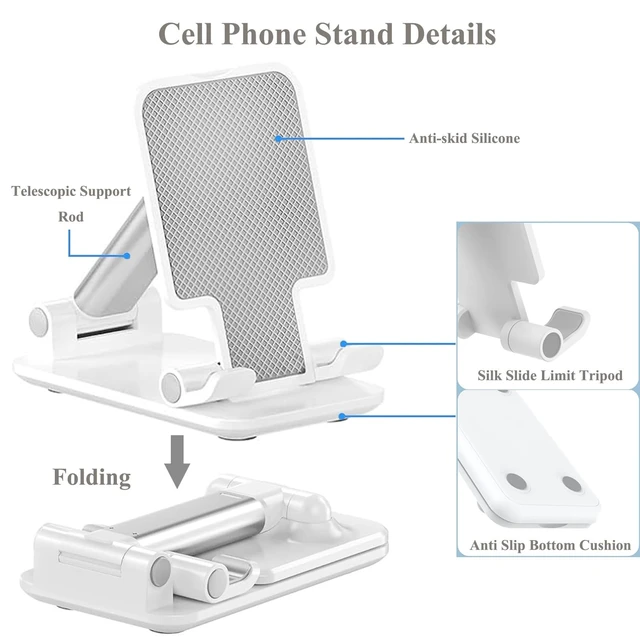 Alt view image 12 of 14 - 2 Pcs Cell Phone Stand for Desk, Adjustable & Foldable Phone Holder
