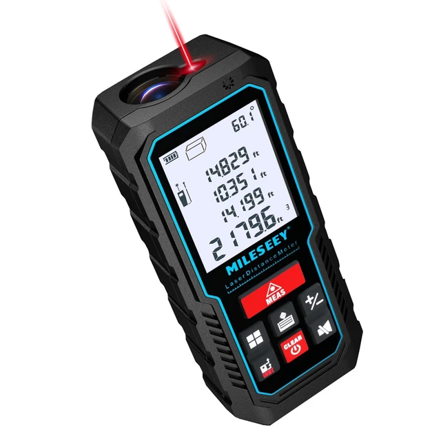 Alt view image 8 of 14 - Laser Measure Device, MiLESEEY 229ft Digital Laser Tape Measure with Upgrade Electronic Angle Sensor, 2mm Accuracy, Area Measurement,Volume and Pythagoras, 2" LCD Backlit,Mute, Battery Included