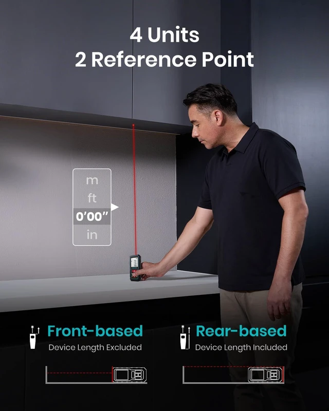 Alt view image 12 of 14 - Laser Measure Device, MiLESEEY 229ft Digital Laser Tape Measure with Upgrade Electronic Angle Sensor, 2mm Accuracy, Area Measurement,Volume and Pythagoras, 2" LCD Backlit,Mute, Battery Included