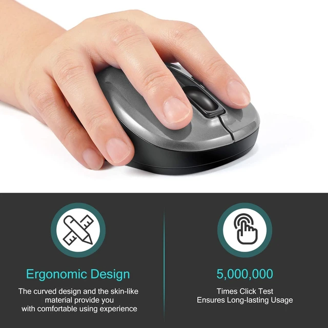 Alt view image 11 of 12 - Wireless Slim Cordless Mouse, 2.4G USB Mouse for Laptop, Desktop, MacBook - Less Noise, Optical, 4 Buttons