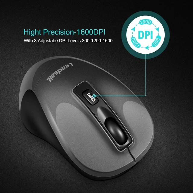 Alt view image 10 of 12 - Wireless Slim Cordless Mouse, 2.4G USB Mouse for Laptop, Desktop, MacBook - Less Noise, Optical, 4 Buttons