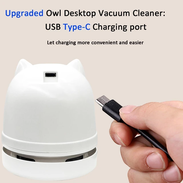 Alt view image 10 of 14 - Mini Crumb Vacuum Cleaner Owl Tabletop Crumb Sweeper Vacuum USB Recharging Craft Desk Vacuum Cleaner for Glitter Paper Scraps Eraser Crumbs Pencil Shavings Cookie Crumbs