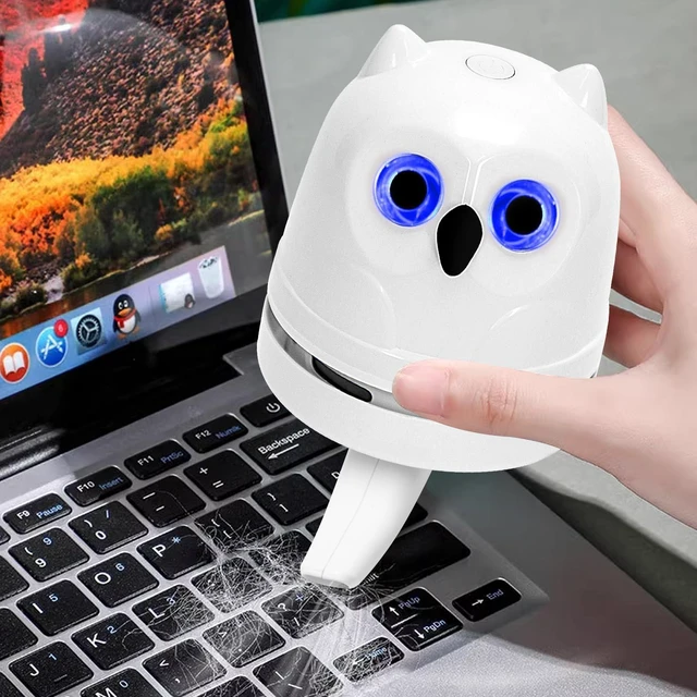 Alt view image 14 of 14 - Mini Crumb Vacuum Cleaner Owl Tabletop Crumb Sweeper Vacuum USB Recharging Craft Desk Vacuum Cleaner for Glitter Paper Scraps Eraser Crumbs Pencil Shavings Cookie Crumbs