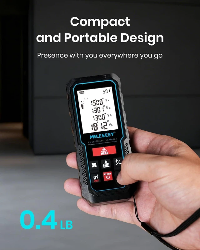 Alt view image 14 of 14 - Laser Measure Device, MiLESEEY 229ft Digital Laser Tape Measure with Upgrade Electronic Angle Sensor, 2mm Accuracy, Area Measurement,Volume and Pythagoras, 2" LCD Backlit,Mute, Battery Included