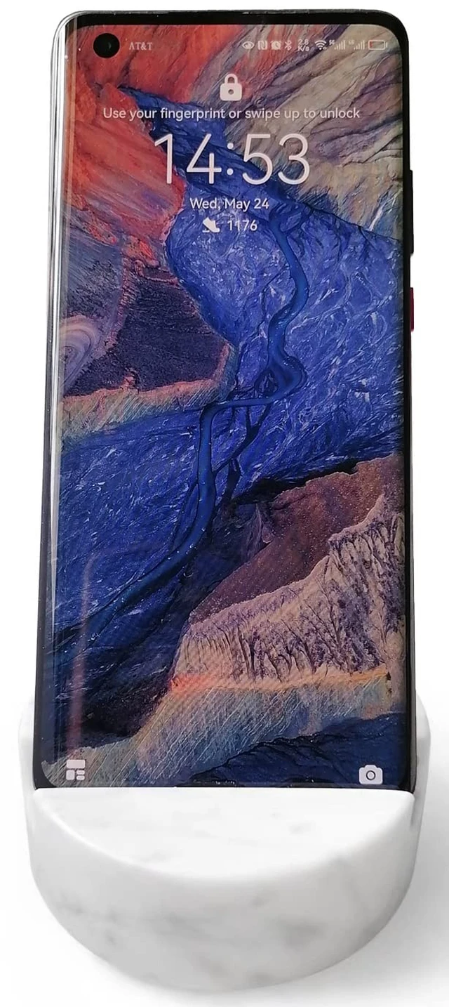Alt view image 9 of 12 - Luxurious Marble Cell Phone Stand Holder for Cellphone Tablet On Desk, Countertop, Table, Nightstand. Heavy Real Stone Mobile Phone Stands (Solid)
