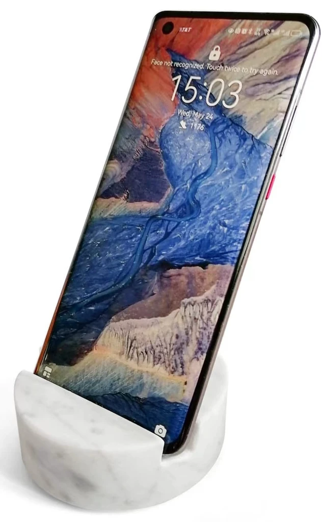 Alt view image 7 of 12 - Luxurious Marble Cell Phone Stand Holder for Cellphone Tablet On Desk, Countertop, Table, Nightstand. Heavy Real Stone Mobile Phone Stands (Solid)