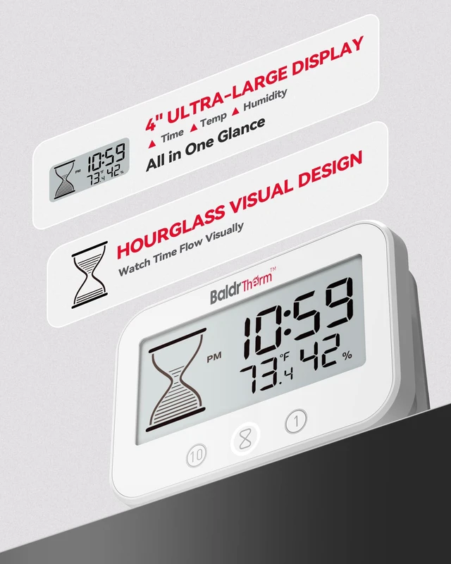 Alt view image 9 of 14 - Digital Timer, Works as a Countdown Timer, Real-time Clock, Hygrometer Thermometer. IP67 Waterproof Safe for Kitchen Bathroom Use. (White)