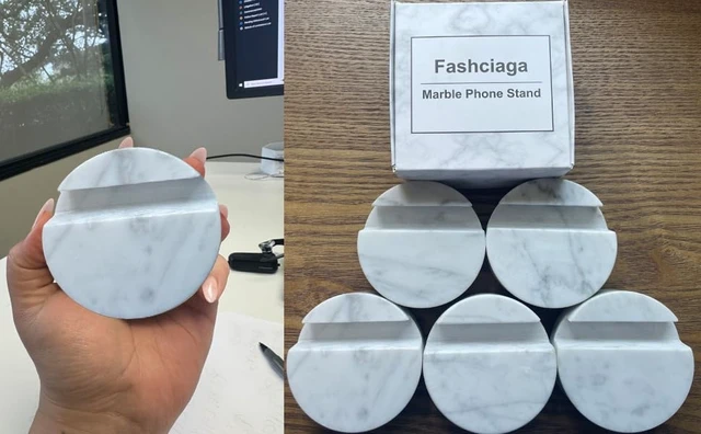 Alt view image 11 of 12 - Luxurious Marble Cell Phone Stand Holder for Cellphone Tablet On Desk, Countertop, Table, Nightstand. Heavy Real Stone Mobile Phone Stands (Solid)