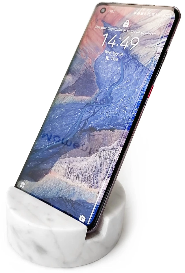 Alt view image 8 of 12 - Luxurious Marble Cell Phone Stand Holder for Cellphone Tablet On Desk, Countertop, Table, Nightstand. Heavy Real Stone Mobile Phone Stands (Solid)