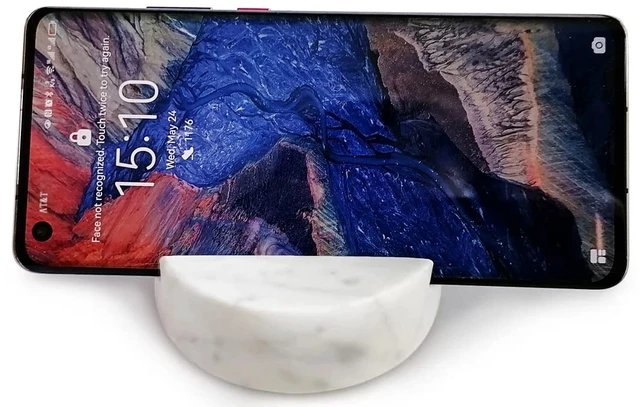Alt view image 10 of 12 - Luxurious Marble Cell Phone Stand Holder for Cellphone Tablet On Desk, Countertop, Table, Nightstand. Heavy Real Stone Mobile Phone Stands (Solid)