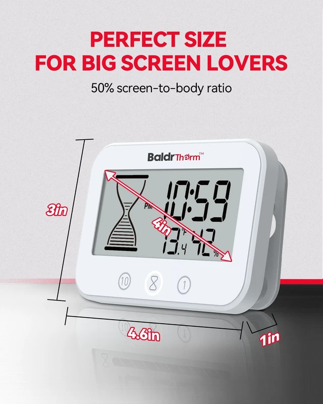 Alt view image 14 of 14 - Digital Timer, Works as a Countdown Timer, Real-time Clock, Hygrometer Thermometer. IP67 Waterproof Safe for Kitchen Bathroom Use. (White)