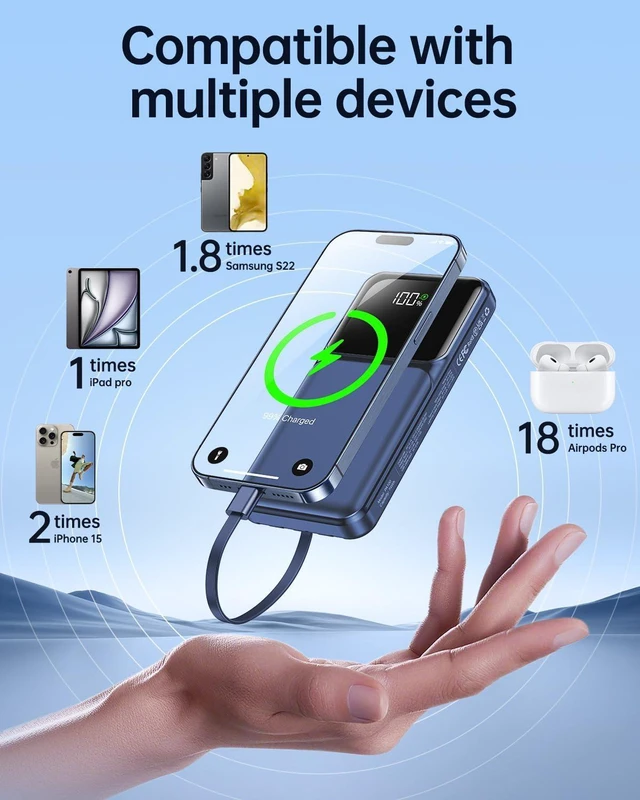 Alt view image 11 of 14 - Portable Charger Power Bank with Built in Cable 20000mAh Fast Charging