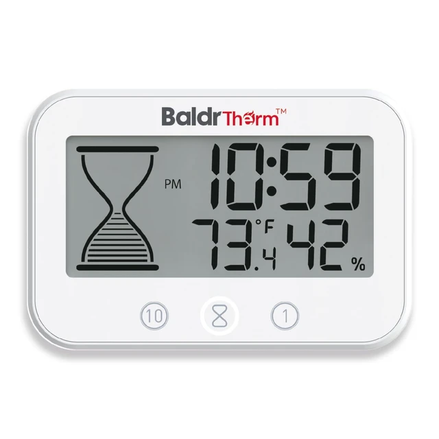 Alt view image 8 of 14 - Digital Timer, Works as a Countdown Timer, Real-time Clock, Hygrometer Thermometer. IP67 Waterproof Safe for Kitchen Bathroom Use. (White)