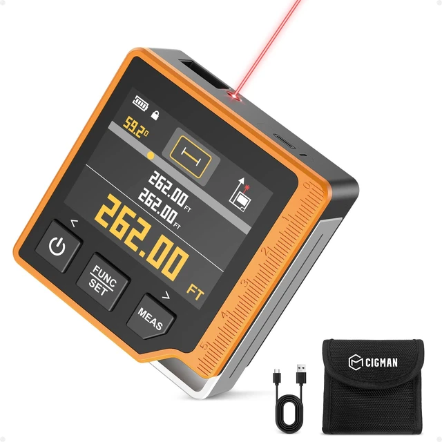 Alt view image 8 of 14 - Laser Measuring Tool, 262ft Laser Measure with Digital Angle Finder & Level, Magnetic Rechargeable Laser Measurement Tool with 2.4'' Color Backlit Display, 6 Units, Length/Area/Volume/Pythagorean Mode