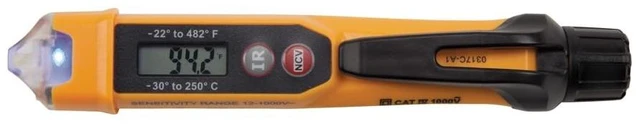 Alt view image 14 of 14 - NCVT-4IR Non-Contact Voltage Tester, 12-1000V AC Pen with IR Thermometer -22 to 482-Degree Fahrenheit, LED and Audible Alarms, Pocket Clip