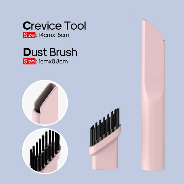 Alt view image 13 of 14 - Portable Mini Car Vacuum Cleaner Pink, High Power Cordless(400g) Handheld Rechargeable Vacuum Cleaner for Desk V06
