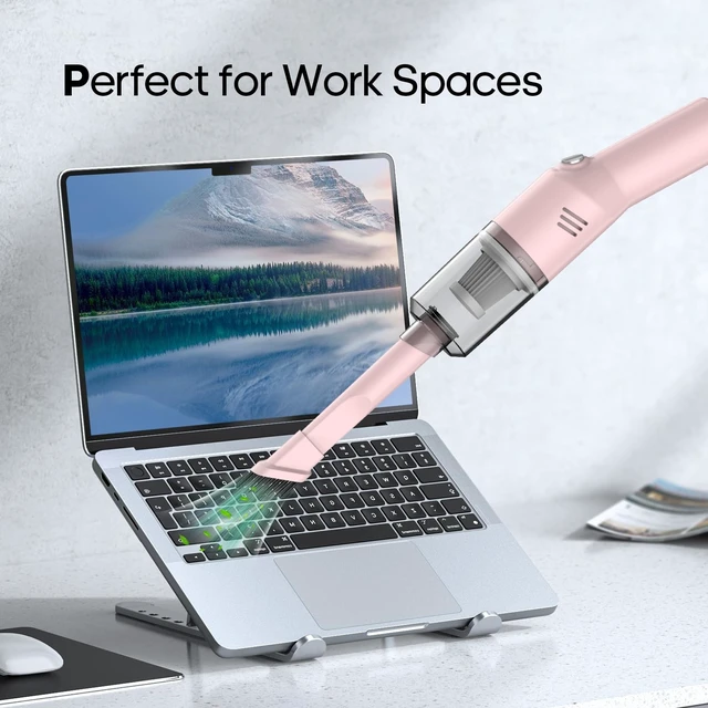 Alt view image 14 of 14 - Portable Mini Car Vacuum Cleaner Pink, High Power Cordless(400g) Handheld Rechargeable Vacuum Cleaner for Desk V06