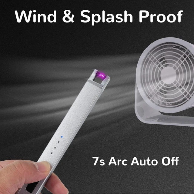Alt view image 9 of 14 - 3 Pack Electric Candle Lighter USB Rechargeable Lighters Windproof Plasma Arc Lighters Flameless Type C Long Lighter with Safety Switch for Candle BBQ Camping Birthday Fireworks