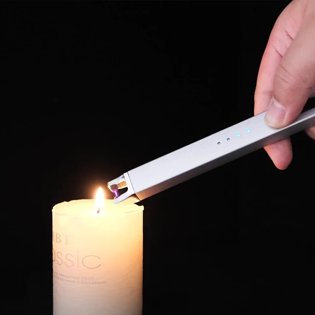 Alt view image 14 of 14 - 3 Pack Electric Candle Lighter USB Rechargeable Lighters Windproof Plasma Arc Lighters Flameless Type C Long Lighter with Safety Switch for Candle BBQ Camping Birthday Fireworks