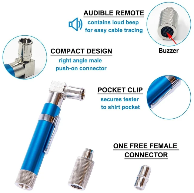 Alt view image 13 of 14 - Coaxial Pocket Toner Pocket Continuity Tester,with Coaxial Cable Crimper Kit,and Toner with Light&Buzzer Voltage Toner and Barrel Connector Bundle for Testing Coax Cable, RG6, RG59, CATV Wire Tracer