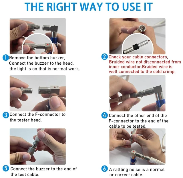 Alt view image 12 of 14 - Coaxial Pocket Toner Pocket Continuity Tester,with Coaxial Cable Crimper Kit,and Toner with Light&Buzzer Voltage Toner and Barrel Connector Bundle for Testing Coax Cable, RG6, RG59, CATV Wire Tracer