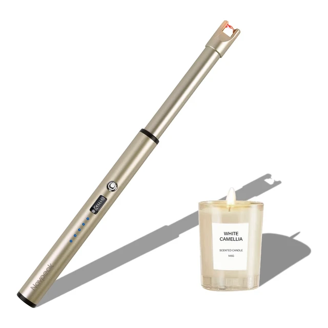 Alt view image 7 of 12 - Electric Candle Lighter Windproof USB Rechargeable Flameless Long Neck Lighter for Candles Gas Stove Fireplace BBQ Kitchen Grills (Champagne Gold)