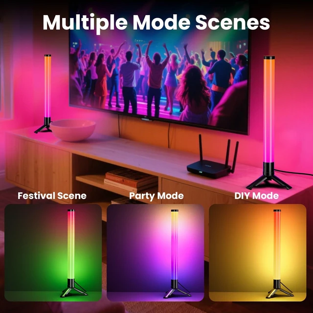 Alt view image 5 of 6 - 360° Smart Light Bars, RGB Game Lights on Desk, TV Backlight with Music Sync, USB Powered LED Light Bar, Mood Lighting for PC, Gaming Room(Black, Plastic Material)