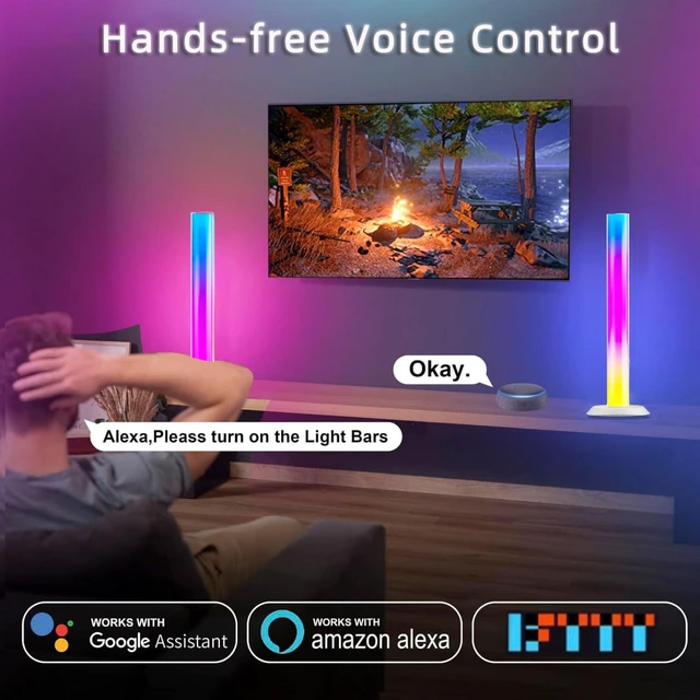 Alt view image 10 of 14 - Smart LED Light Bar, TV Backlight Ambient Lighting, Compatible with Alexa, RGB Light Bar for Room with 16 Million Colors, Music Sync Gaming Lights APP Control, Desk Lamp LED Lights for TV, PC, Party